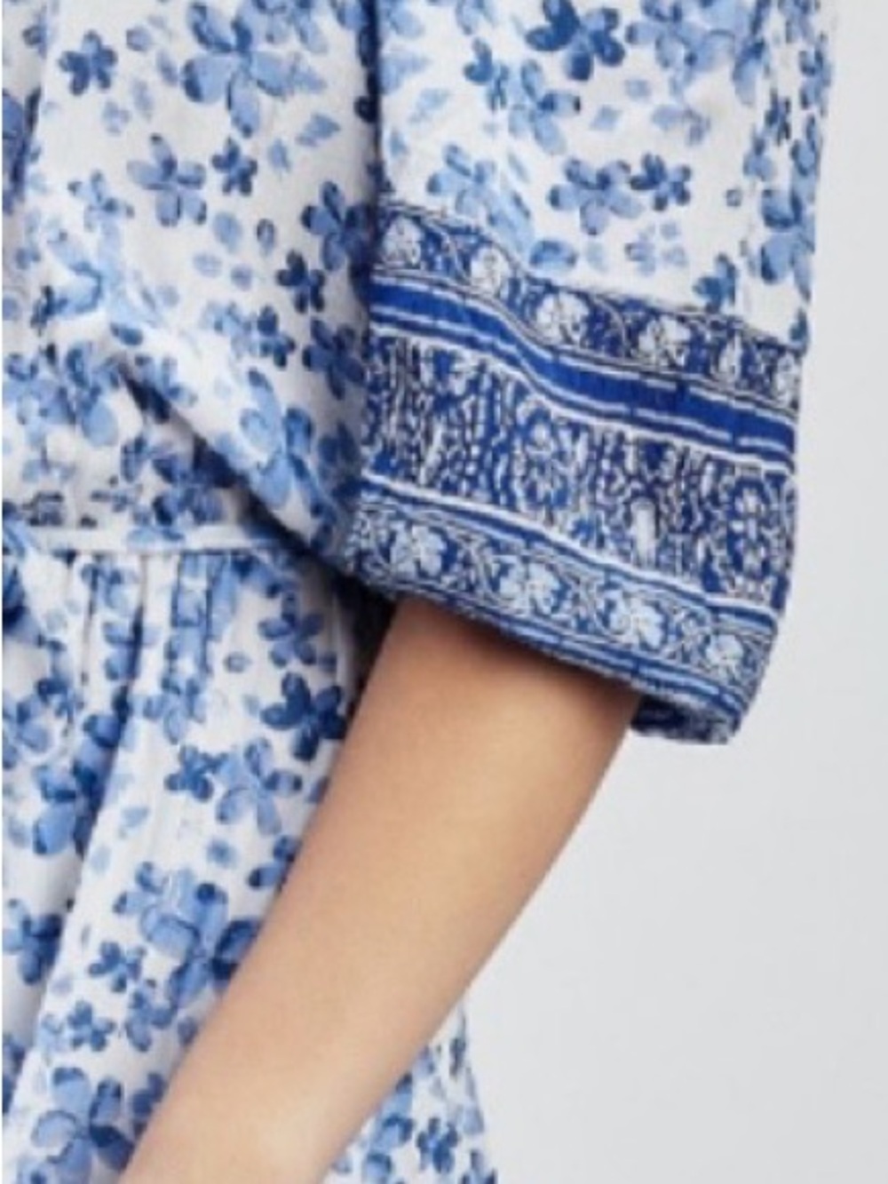 Off-Shoulder Blue Floral Maxi Dress